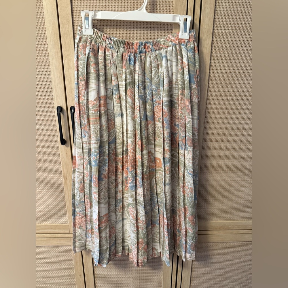 Vintage Alfred Dunner Floral Tapestry Print Pleated Skirt